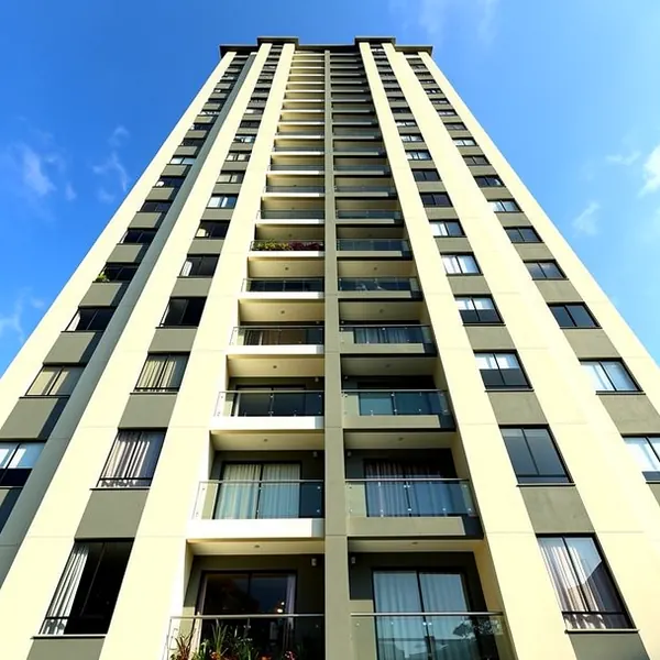Fachada de torre residencial recién pintada Fachada de torre residencial recién pintada